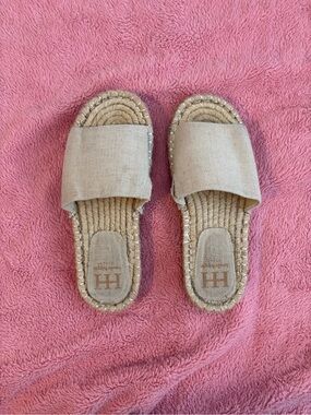 Women's Beige Espadrille Slide Sandals